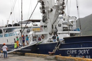 Public view an American Samoa purse seiner during the Fishers Forum on American Samoa Fisheries, hosted on Oct. 17 by the Council and the American Samoa Department of Marine & Wildlife Resources at the Port Administration main dock at Fagatogo